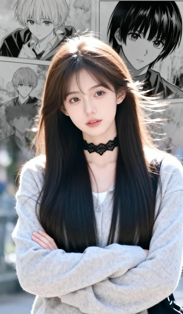黑长直美女手机壁纸｜漫画分镜背景图片 - 清冷气质穿搭「哲风壁纸」