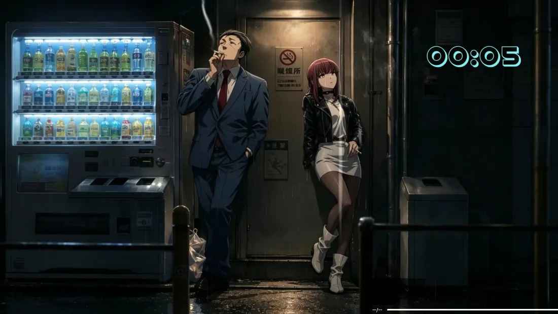 2k山田壁纸｜都市夜晚街头背景图片 - 红温少女西装男士「哲风壁纸」