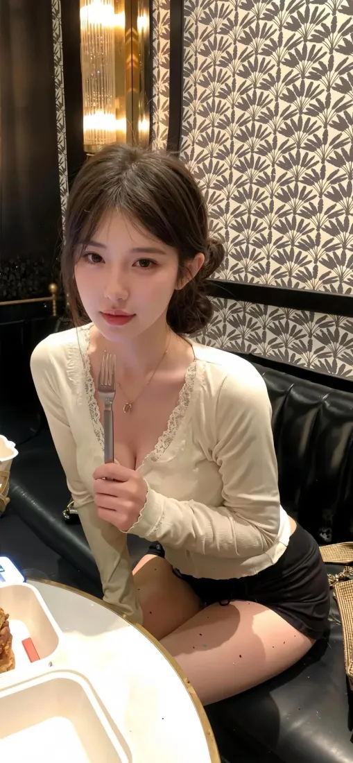 甜美美女手机壁纸｜餐厅约会背景图片 - 轻熟时尚穿搭「哲风壁纸」