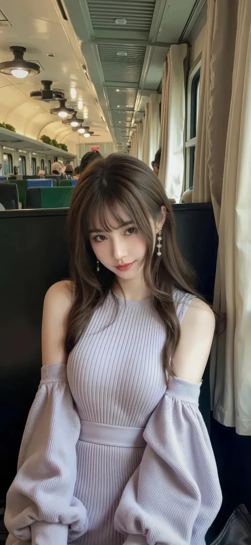 性感美女手机壁纸｜浅紫露肩穿搭背景图片 - 室内氛围感写真「哲风壁纸」
