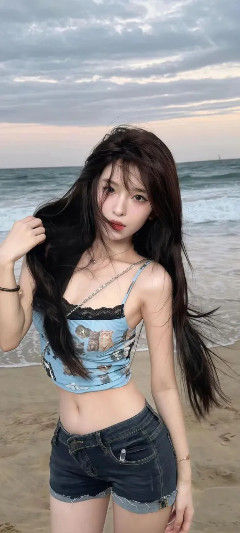 性感美女手机壁纸｜海边沙滩背景图片 - 清爽夏日人像「哲风壁纸」