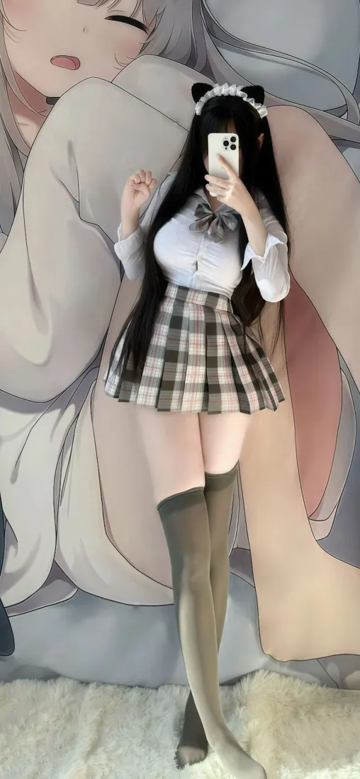 二次元猫耳少女手机壁纸｜JK穿搭背景图片 - 性感甜美「哲风壁纸」