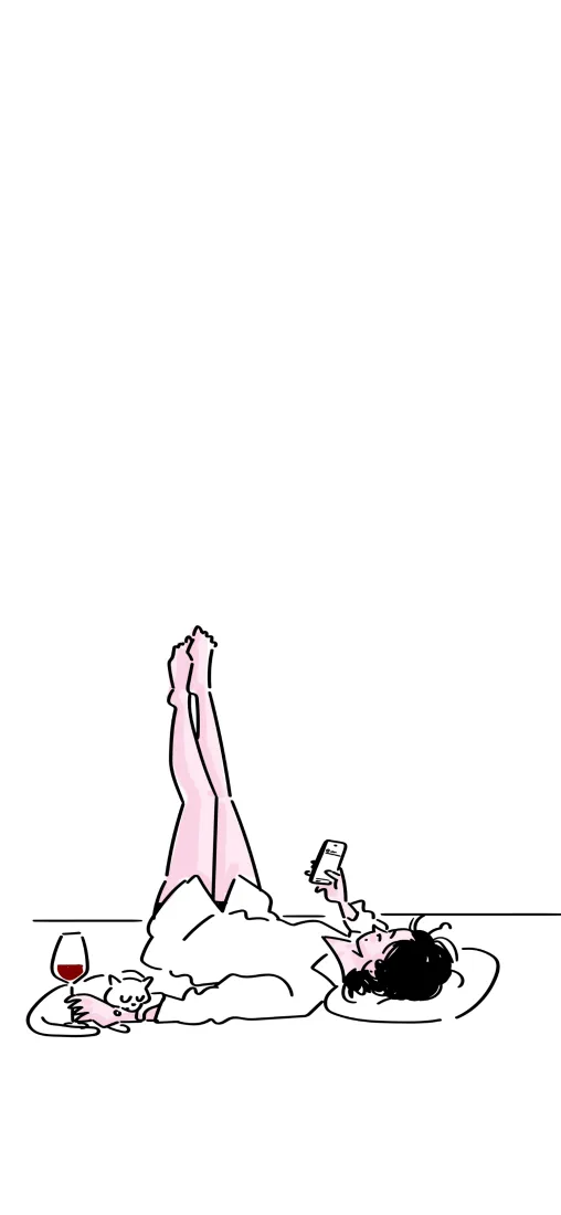 慵懒少女手机壁纸｜简约手绘插画背景图片 - 休闲放松日常「哲风壁纸」