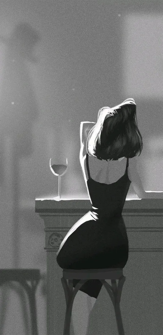 妖娆美女手机壁纸｜吧台光影背景图片 - 氛围感人像「哲风壁纸」
