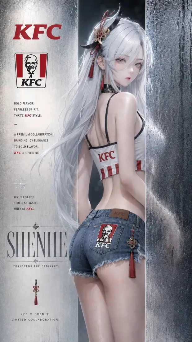 原神申鹤手机壁纸｜KFC联名背景图片 - 冷艳银发少女「哲风壁纸」