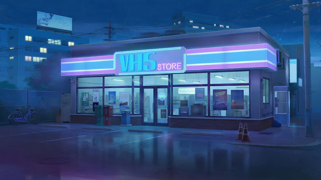 4k雨夜便利店壁纸｜霓虹城市街景背景图片 - 插画风创作「哲风壁纸」
