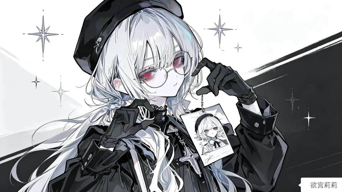3k白毛制服少女壁纸｜黑帽红瞳背景图片 - 二次元插画「哲风壁纸」