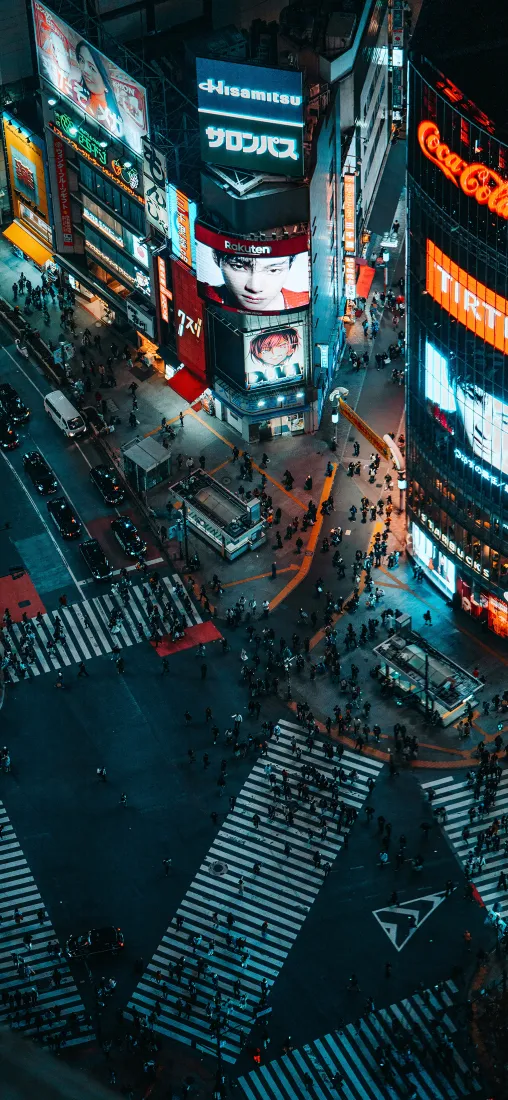 赛博朋克都市手机壁纸｜霓虹高楼夜景背景图片 - 现代繁华城市街道「哲风壁纸」
