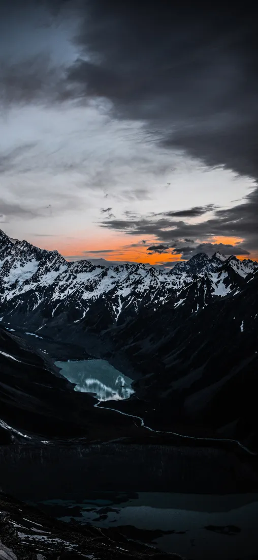 雪山手机壁纸｜黄昏湖泊背景图片 - 壮丽自然景观「哲风壁纸」