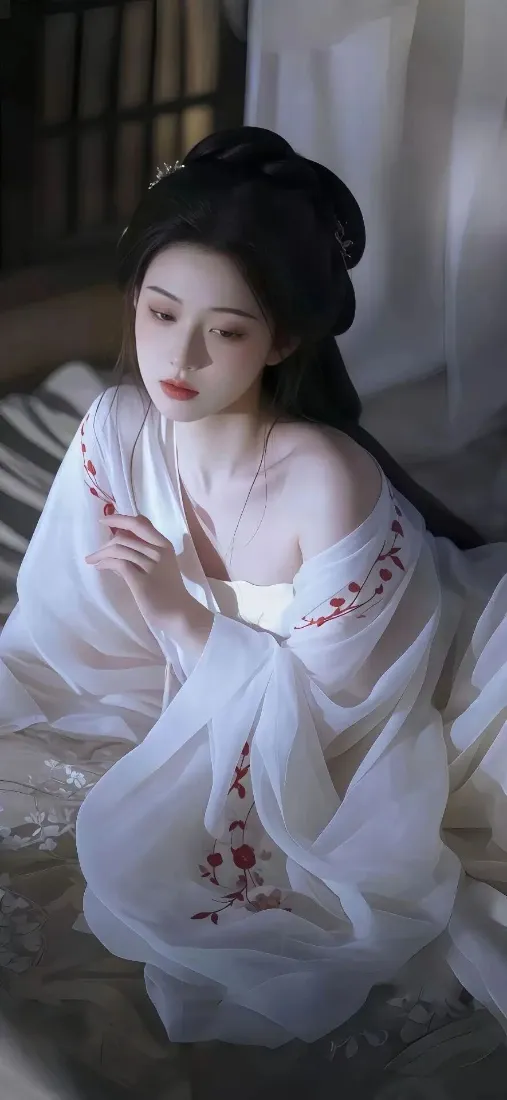 白衣古装美女手机壁纸｜古风室内背景图片 - 清冷佳人「哲风壁纸」