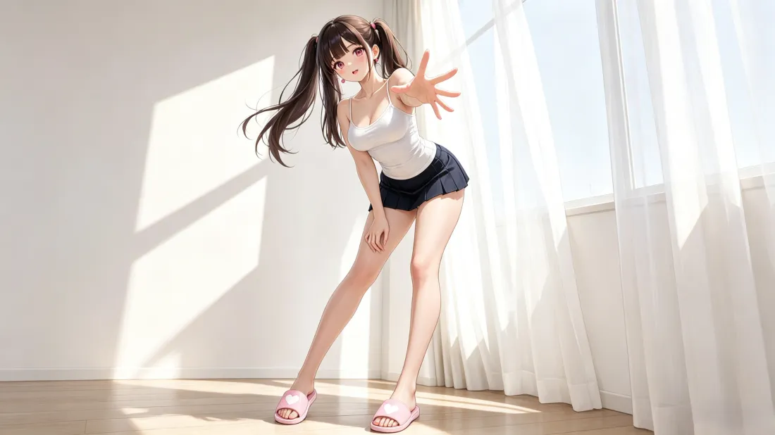 3k双马尾二次元少女壁纸｜室内阳光背景图片 - 甜美可爱「哲风壁纸」