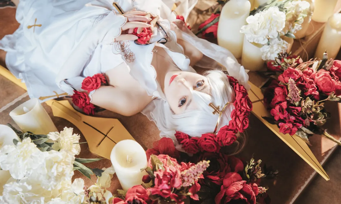 4k德丽莎花裳月纱壁纸｜cos写真背景图片 - 南桃Momoko「哲风壁纸」