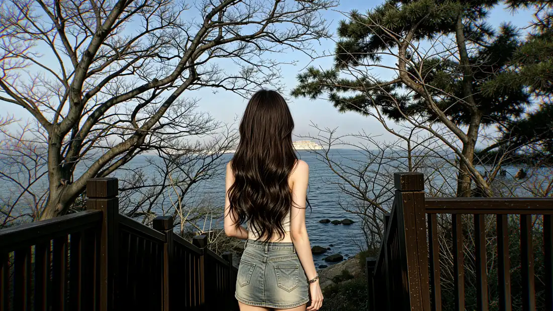 4k长发美女壁纸｜湖景树林背景图片 - 休闲氛围感写真「哲风壁纸」