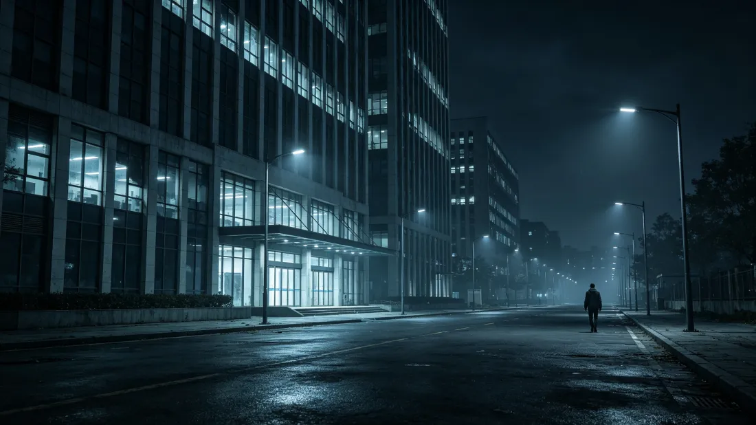 3k城市夜景壁纸｜空旷大街背景图片 - 雨夜独行清冷氛围「哲风壁纸」