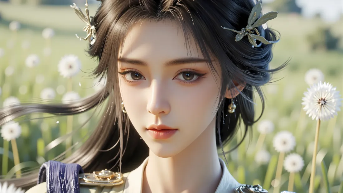 6k菡云芝壁纸｜蒲公英草地背景图片 - 凡人修仙传古风角色「哲风壁纸」