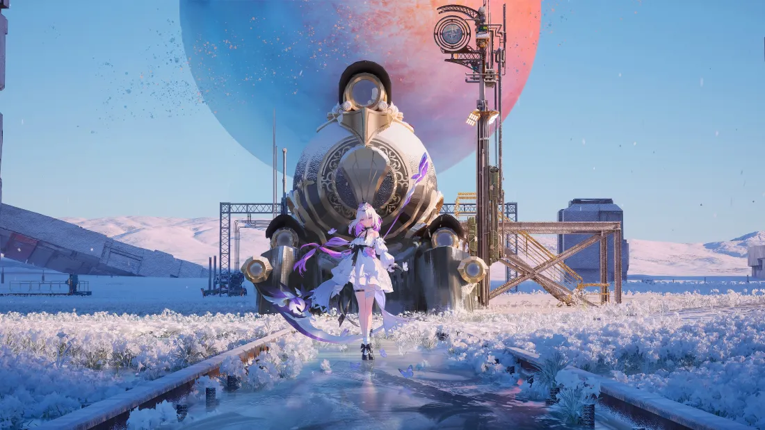4k崩坏星穹铁道壁纸｜雪地铁轨背景图片 - 三月七「哲风壁纸」