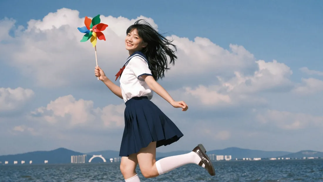 2k海边少女壁纸｜夏日蓝天海边背景图片 - 青春活力少女「哲风壁纸」