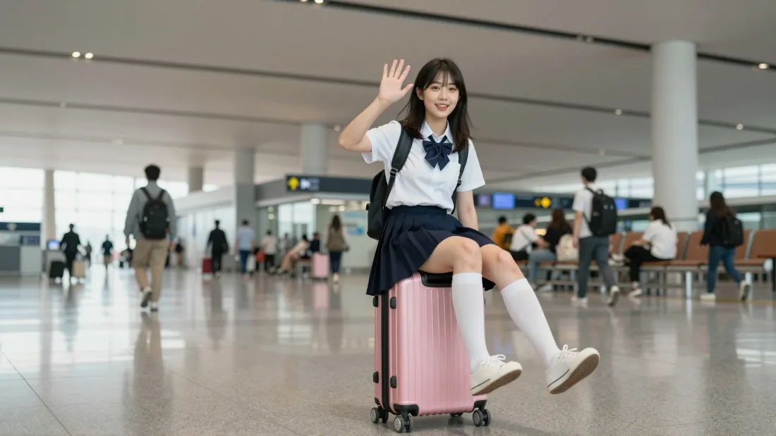 2kJK旅行少女壁纸｜机场场景背景图片 - 青春治愈风「哲风壁纸」