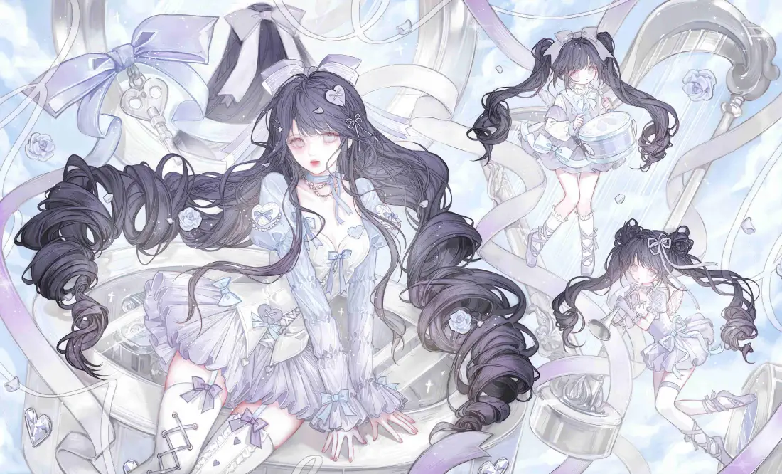 4k二次元少女壁纸｜洛丽塔双马尾背景图片 - 紫色系萝莉插画「哲风壁纸」