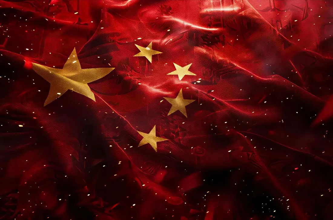 2k五星红旗壁纸｜红色流光背景图片 - 金色五星主题「哲风壁纸」