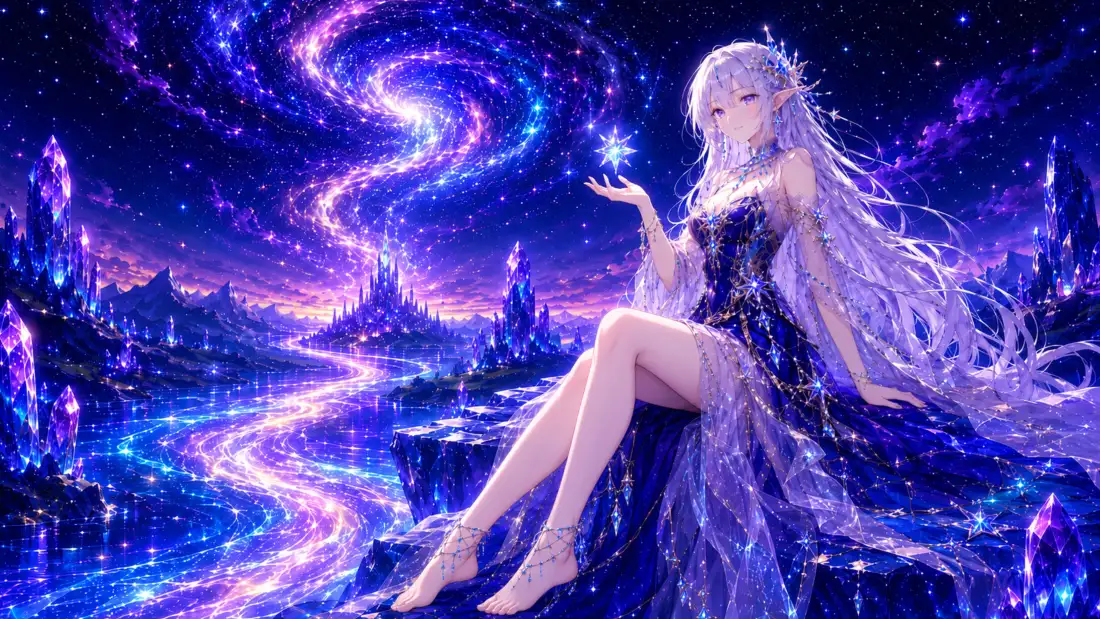 4k精灵少女壁纸｜梦幻星河背景图片 - 二次元精美插画「哲风壁纸」