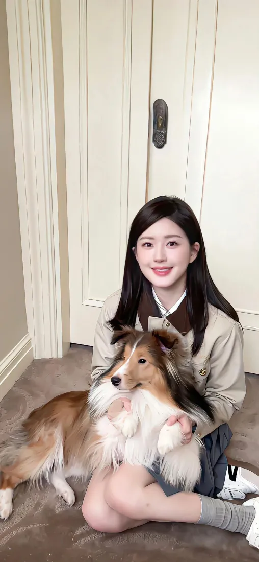 赵露思手机壁纸｜室内抱宠物狗背景图片 - 清甜少女「哲风壁纸」