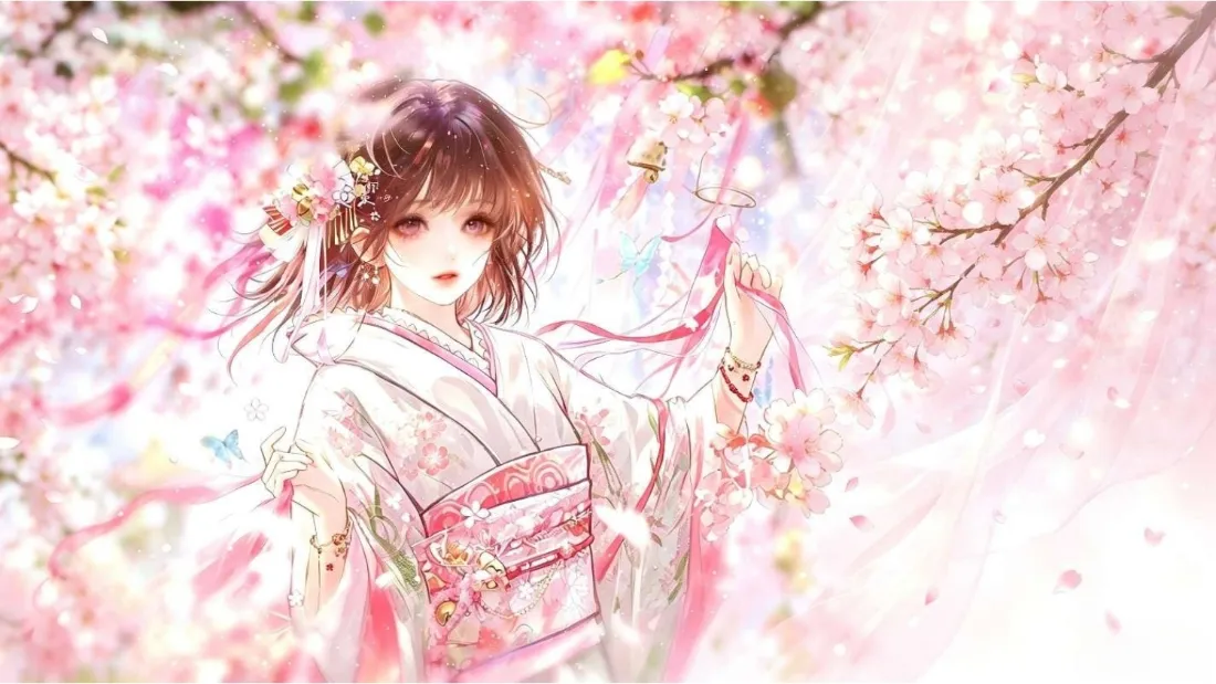 2k二次元和服萝莉壁纸｜春日樱花背景图片 - 软萌甜美少女「哲风壁纸」