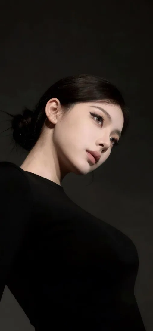 冷艳性感美女手机壁纸｜深灰暗调背景图片 - 气质时尚人像「哲风壁纸」