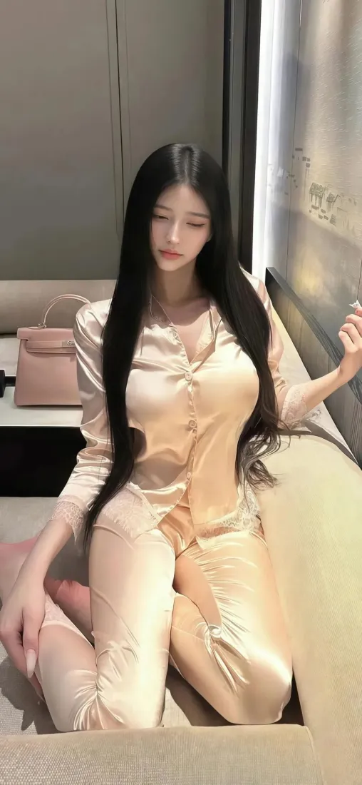 性感美女手机壁纸｜居家休闲背景图片 - 黑长直气质「哲风壁纸」