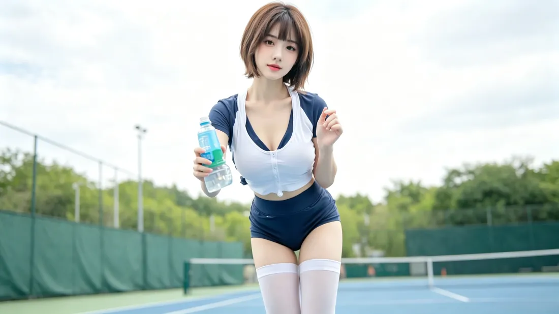 3k短发运动少女壁纸｜网球场背景图片 - 清新活力穿搭「哲风壁纸」