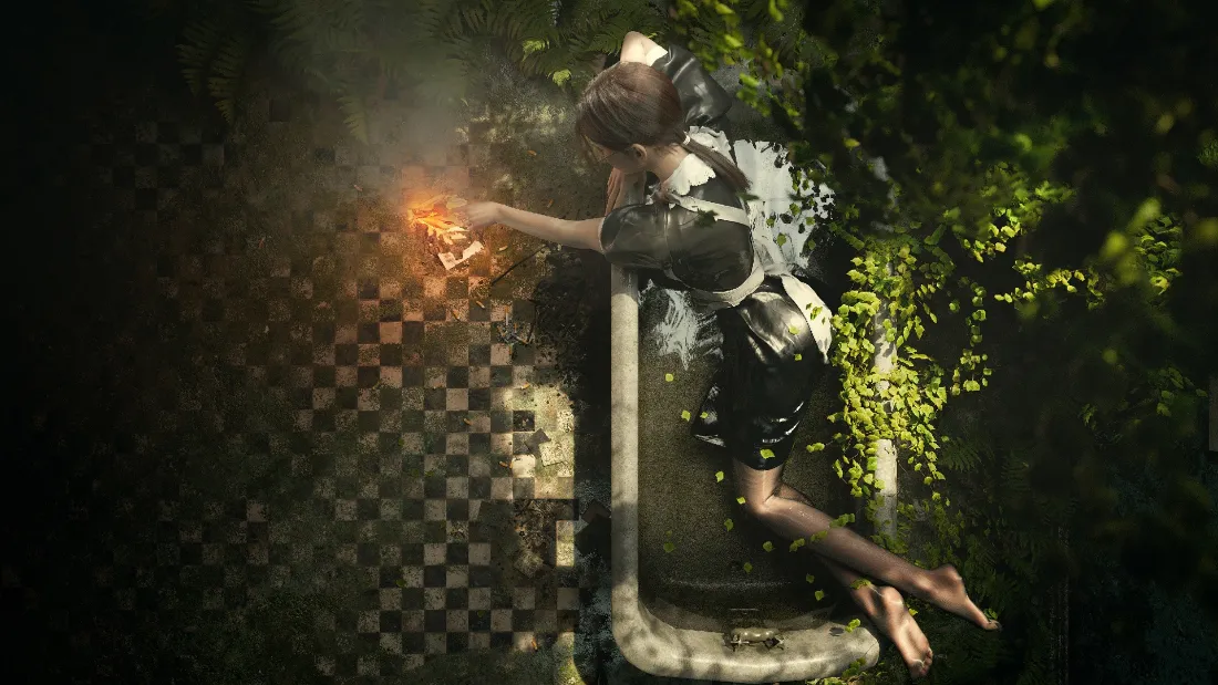 2k3D少女壁纸｜火光绿植窗边背景图片 - 二次元风插画「哲风壁纸」