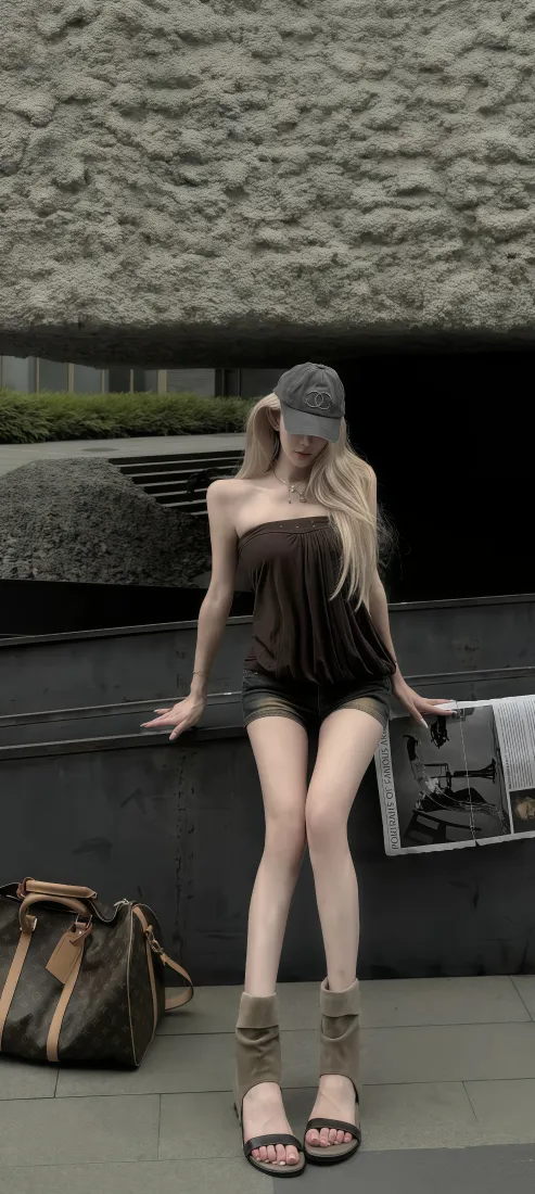 金发美女手机壁纸｜现代街景背景图片 - 时尚穿搭写真「哲风壁纸」