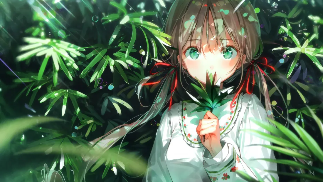 3k二次元少女壁纸｜林间树木背景图片 - 清新动漫插画「哲风壁纸」