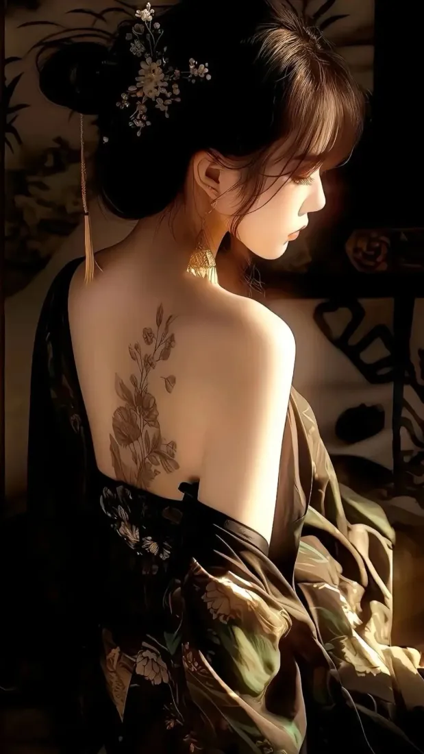 古风美女手机壁纸｜暖光氛围感背景图片 - 露背写真「哲风壁纸」