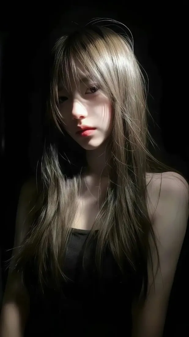 金发美女手机壁纸｜暗调背景图片 - 清冷氛围感人像「哲风壁纸」