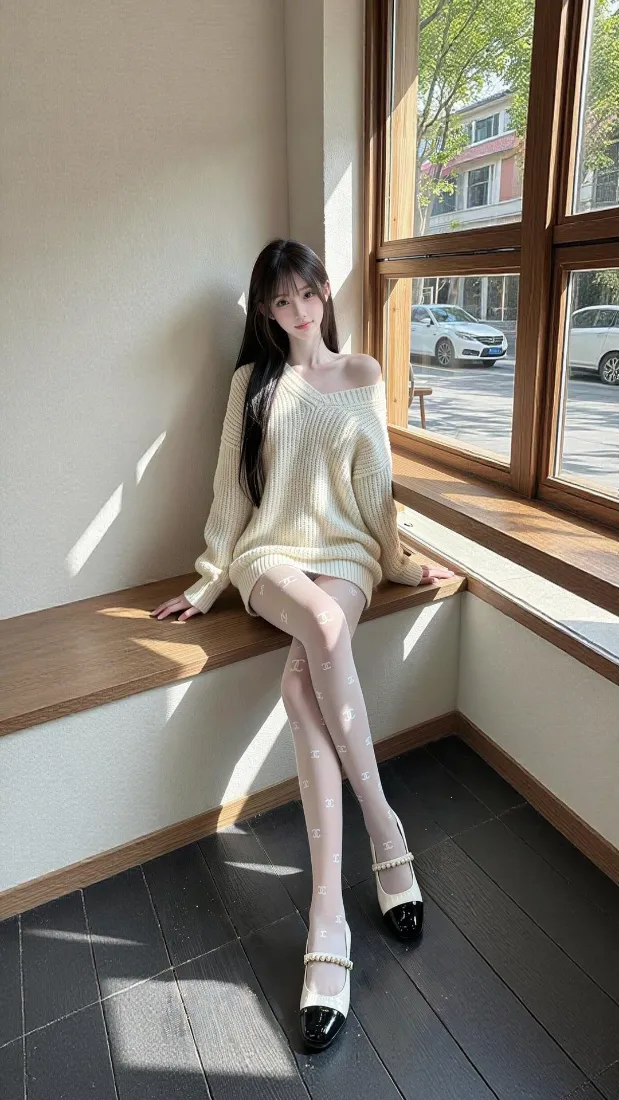 长发美女手机壁纸｜窗边暖光背景图片 - 温柔氛围感穿搭「哲风壁纸」