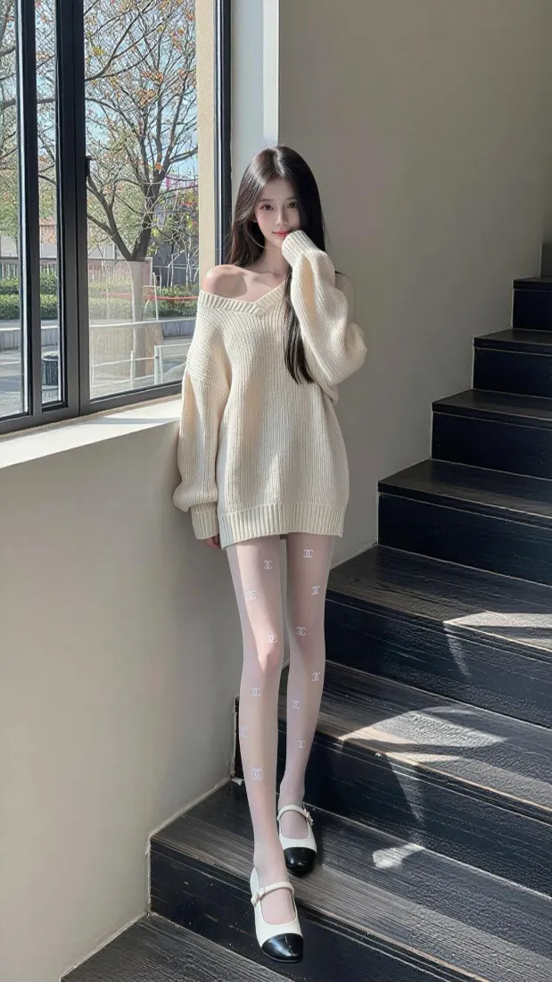 温柔美女手机壁纸｜室内窗边楼梯背景图片 - 时尚穿搭「哲风壁纸」
