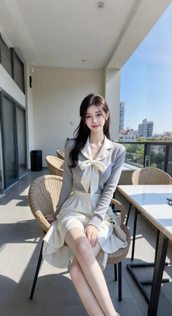 气质美女手机壁纸｜露台穿搭背景图片 - 好看手机时尚清新「哲风壁纸」