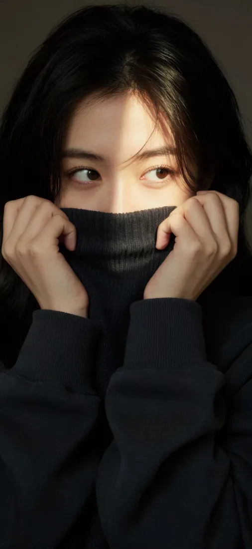黑衣美女手机壁纸｜氛围感人像背景图片 - 清冷质感「哲风壁纸」