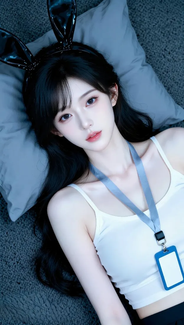 清纯长发美女手机壁纸｜白吊带工牌居家背景图片 - 高颜值好看「哲风壁纸」
