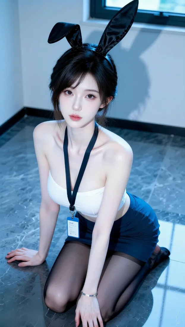 兔女郎美女手机壁纸｜室内冷调写真背景图片 - 时尚气质穿搭「哲风壁纸」