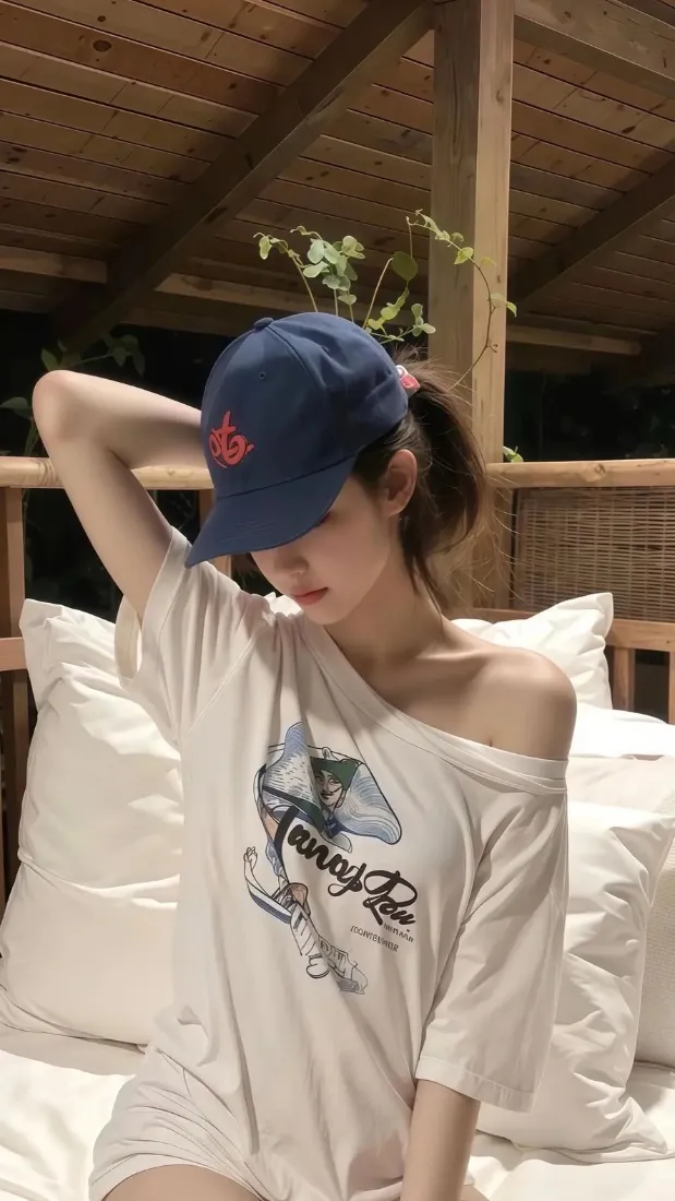 戴棒球帽美女手机壁纸｜民宿卧室背景图片 - 慵懒氛围感人像写真「哲风壁纸」
