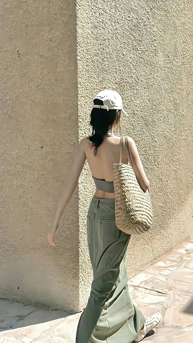 露背美女手机壁纸｜夏日街头背景图片 - 慵懒休闲氛围感穿搭「哲风壁纸」