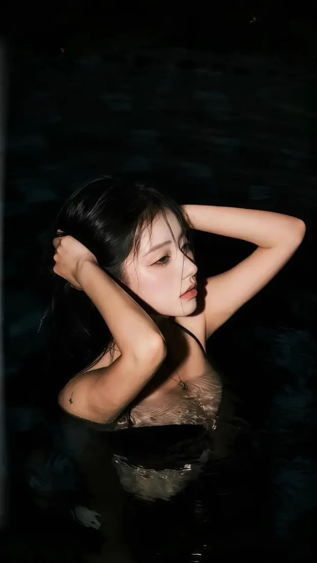 气质美女手机壁纸｜纯黑背景图片 - 氛围感时尚人像写真「哲风壁纸」