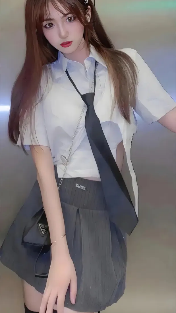 JK制服美女手机壁纸｜学院风穿搭背景图片 - 长发气质少女「哲风壁纸」