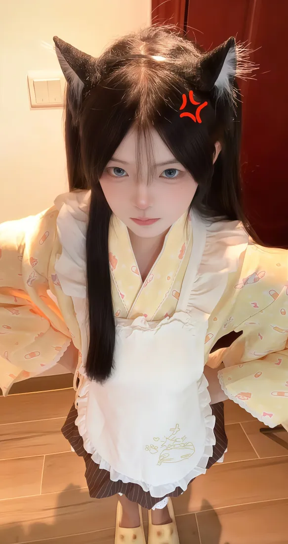 猫耳女仆cos手机壁纸｜室内居家背景图片 - 清纯少女写真「哲风壁纸」