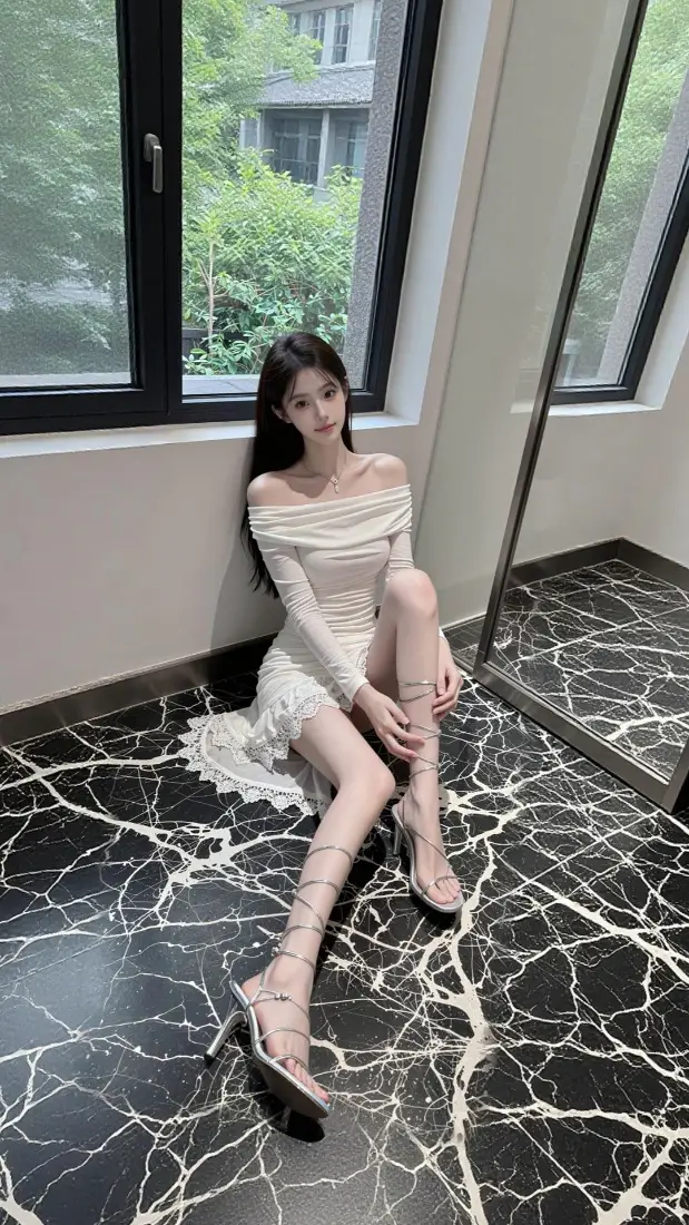 时尚美女手机壁纸｜室内窗边背景图片 - 气质穿搭写真「哲风壁纸」