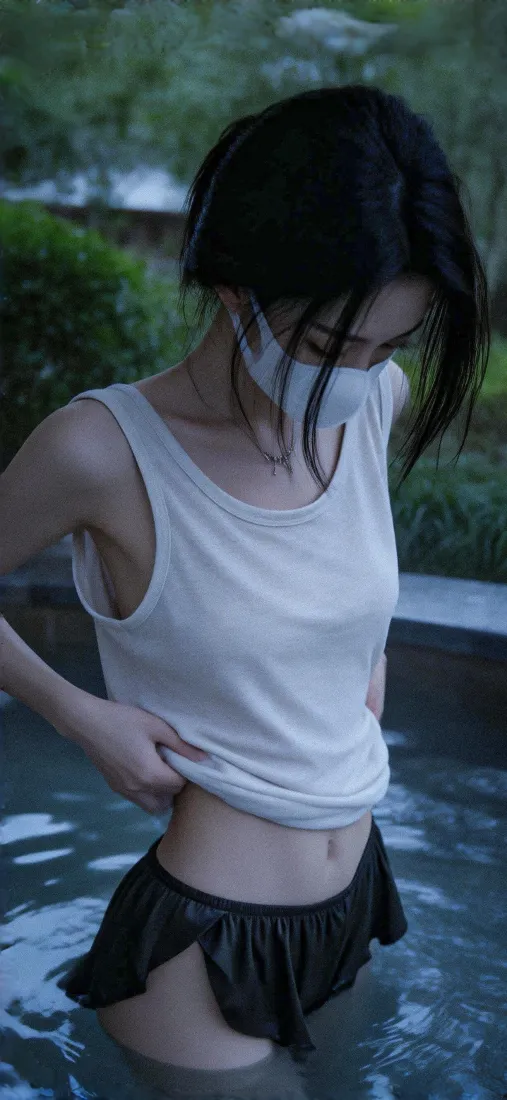戴口罩清冷女生手机壁纸｜户外水边背景图片 - 氛围感写真「哲风壁纸」