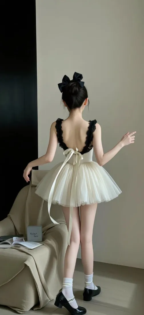芭蕾风少女手机壁纸｜露背蓬蓬裙背景图片 - 甜美时尚穿搭「哲风壁纸」