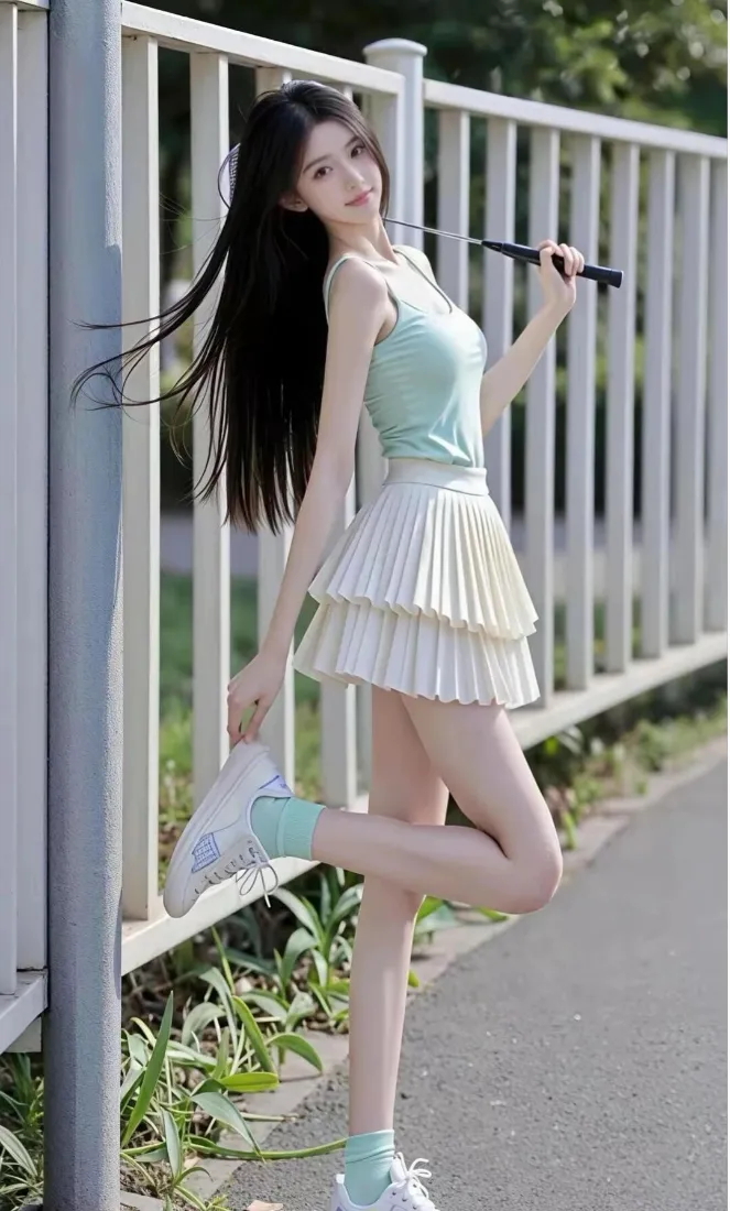 清纯甜妹手机壁纸｜户外栏杆背景图片 - 清新少女穿搭「哲风壁纸」